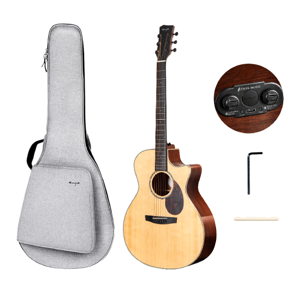 Enya EGA-Q1M 41″ Grand Auditorium Solid Sitka Spruce (A) & Mahogany Trans-Acoustic Guitar